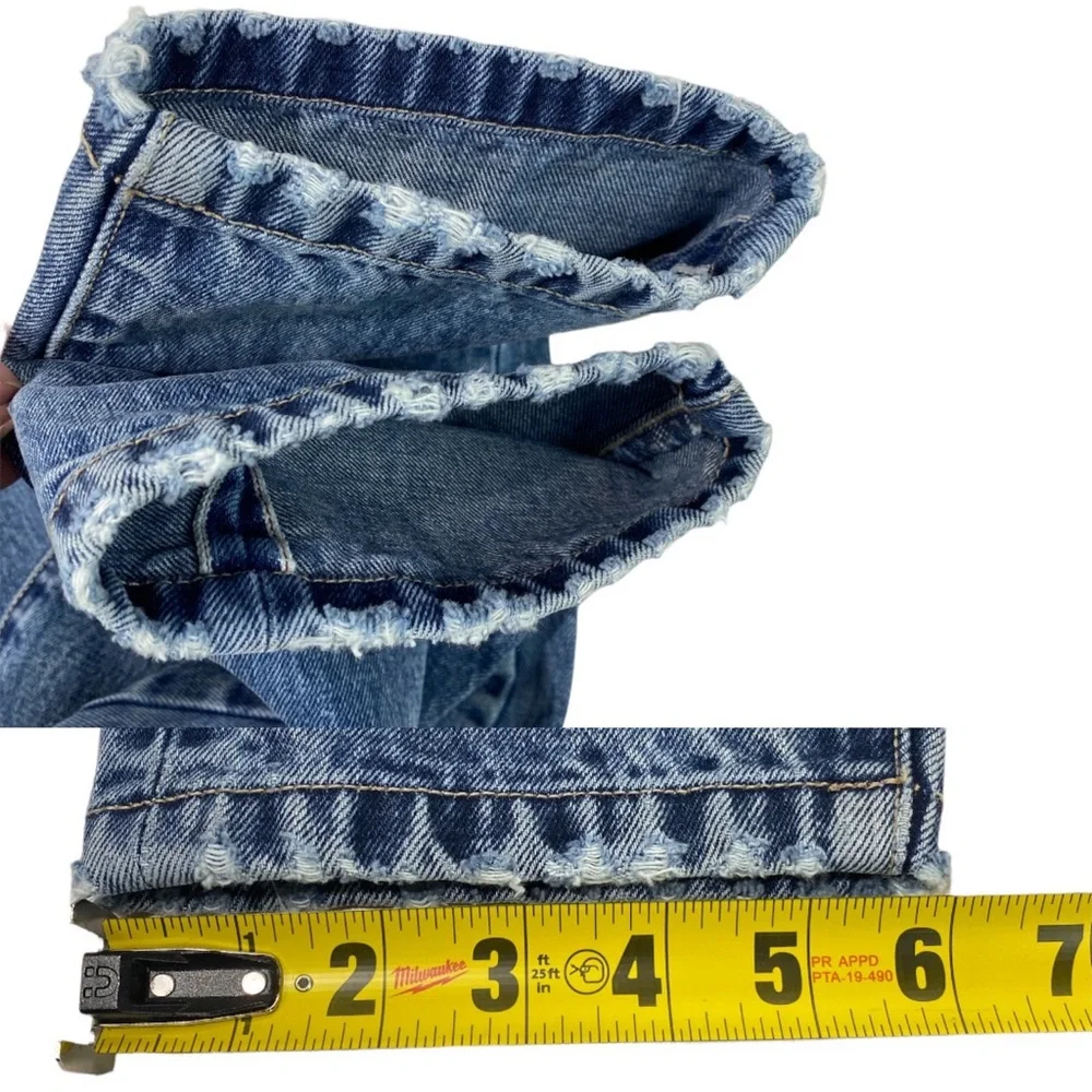 rosa cha Selvedge Jeans Womens Candiani Denim Italy Button Fly Distressed - Picture 15 of 15